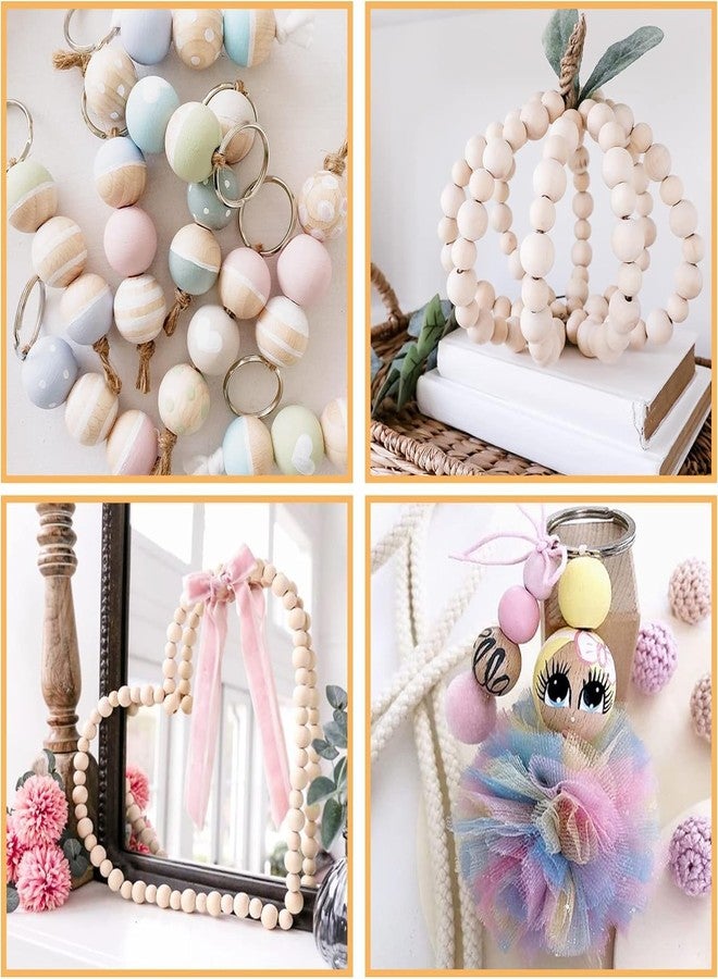 DIY Crafts 390, Wooden Beads Large Size Unfinished Natural Wooden Beads Round Wood Beads Rustic Country Wood Beads for Garland Macrame, DIY Jewelry Making, Farmhouse Decor (390) - Image 2